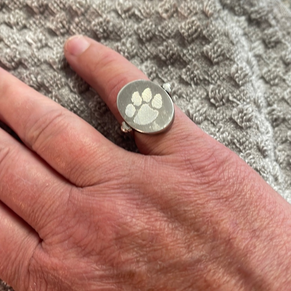Clemson/Palmetto Tree flip ring sterling silver size 7
